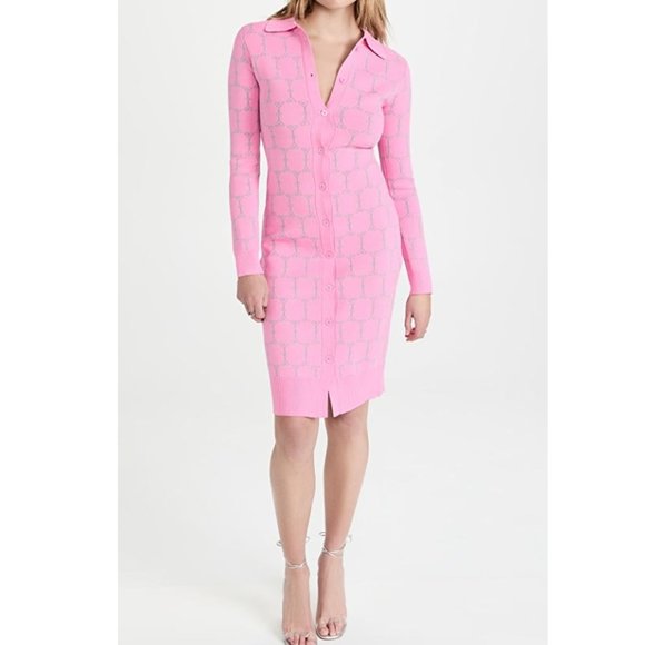 Retrofete Dresses & Skirts - NWT RETROFETE PINK MAUI RIB KNIT BUTTON DOWN DRESS